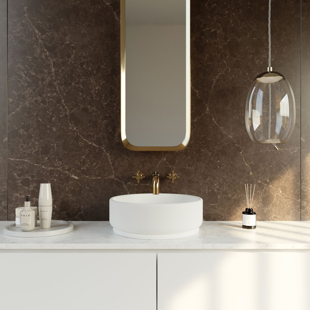 Collezione di lavabi Zoe TOP di Cosentino, realizzati da un solo blocco di Silestone® per resistenza, durata, igiene senza giunzioni visibili.
