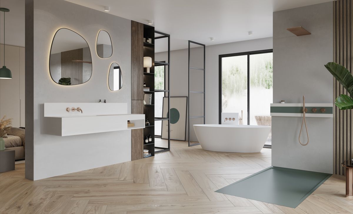 Hidrobox Program Scene Line Kromat Dark Liquen, estante Dark Liquen Space + Totem Scene