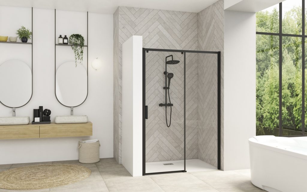 Il box doccia nella versione Smart Filo Design ha un telaio che incornicia lo spazio doccia 