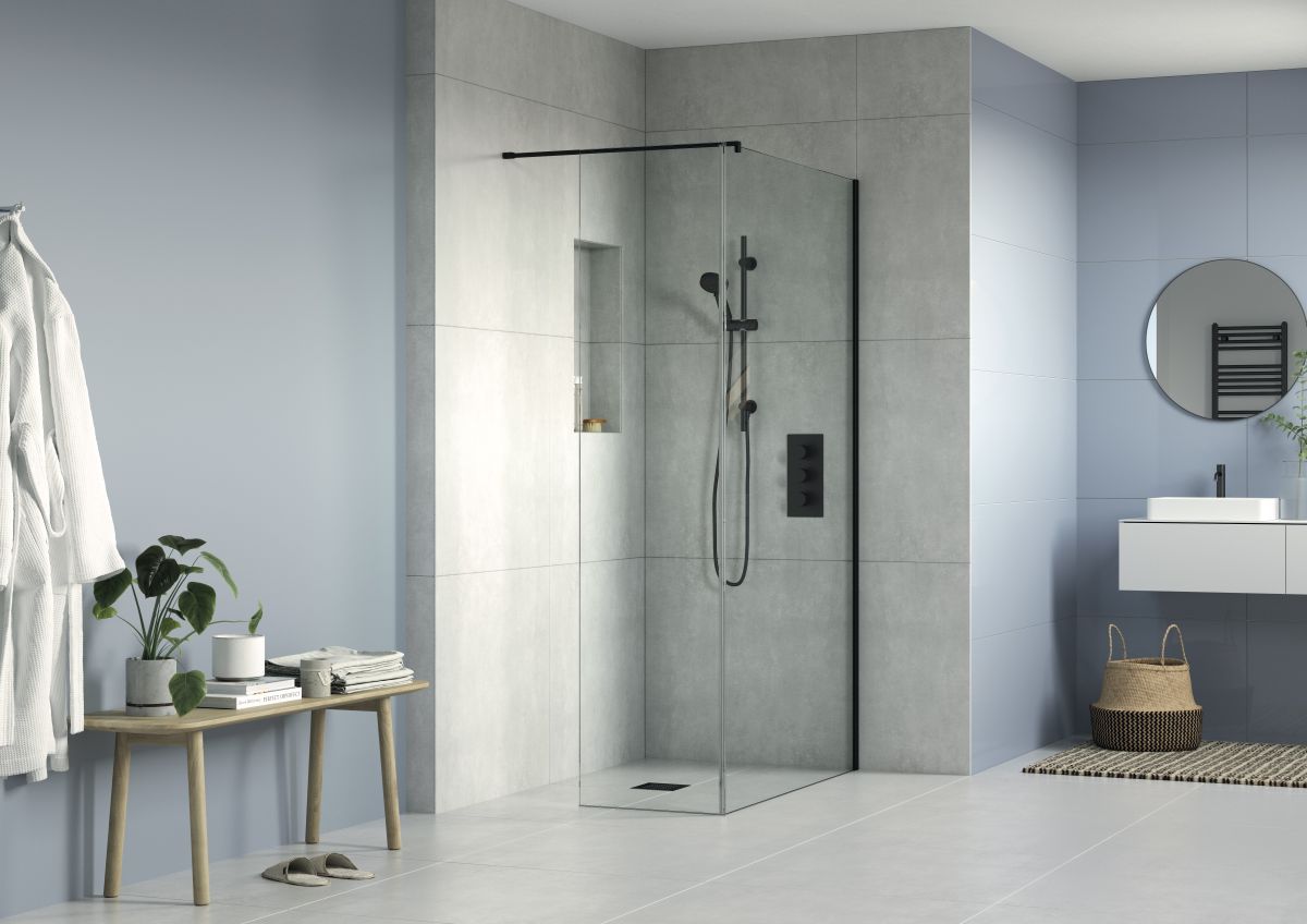Linea AYO di Flair Showers per uno spazio bagno essenziale, ampio e luminoso
