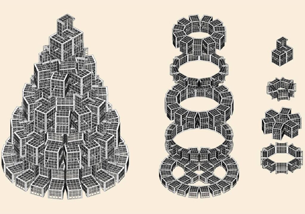 L’albero di Natale ecologico con le cassette del mercato rionale