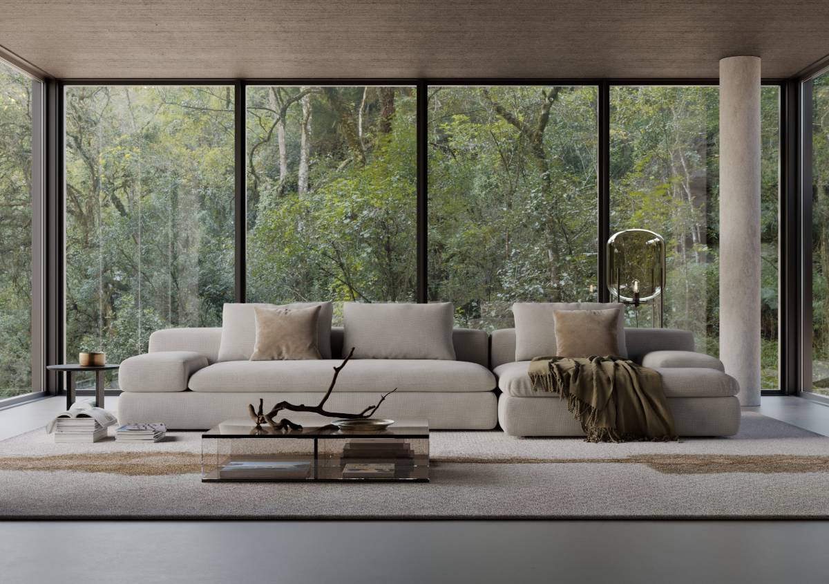 Divano letto Rufus di Milano Bedding linee essenziali e proporzioni generose per un comfort contemporaneo