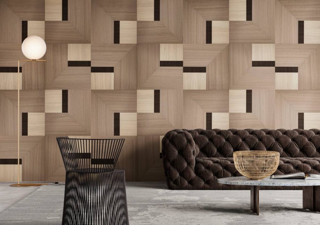 Parquet a disegni, legno ingegnerizzato ad effetto per interni sostenibili