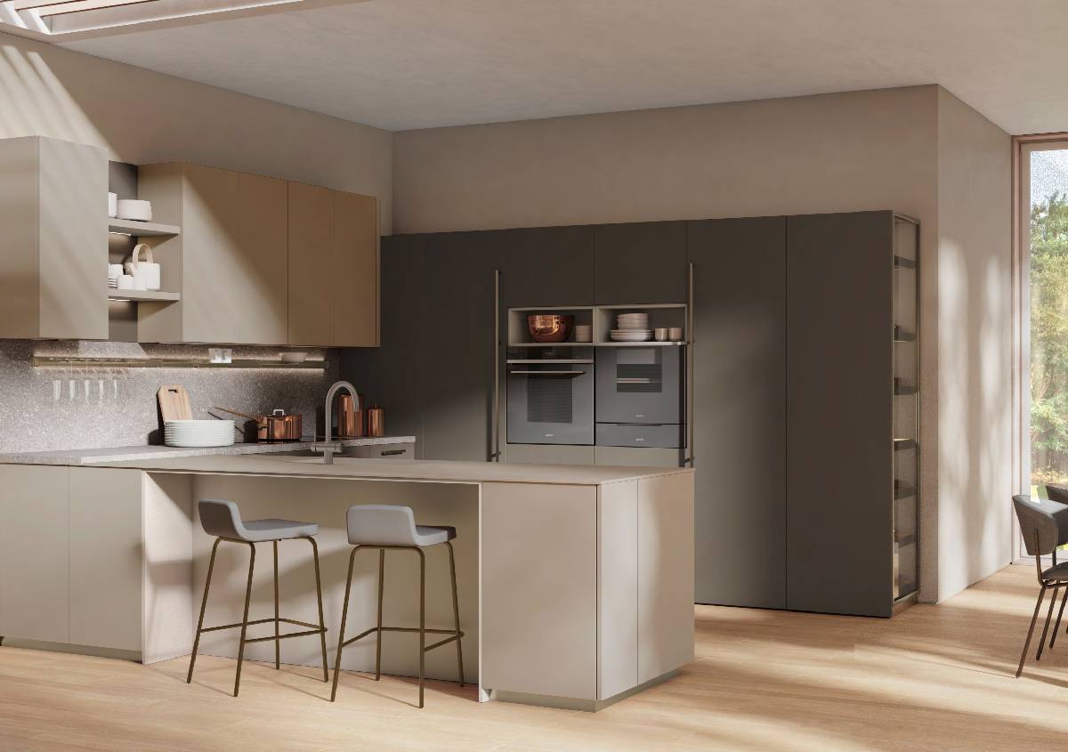 Lube presenta NEXA la cucina in FENIX tra superfici vellutate e libertà compositiva