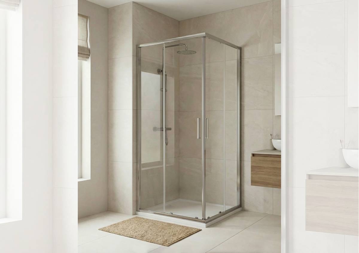 Cristallo temperato e profili minimali per il bagno contemporaneo Cristallo temperato e profili minimali per il bagno contemporaneo
