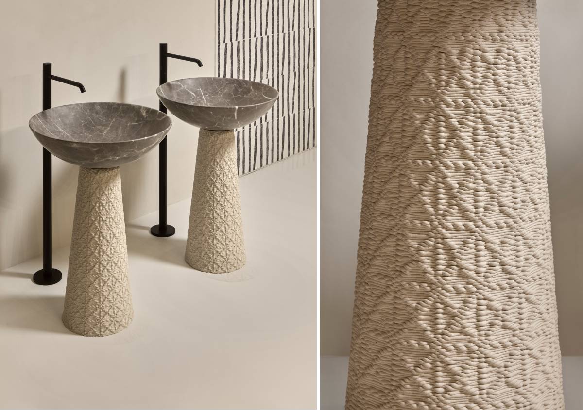 Lavabo in pietra e gres 3D: il contrasto diventa parte del progetto Lavabo in pietra e gres 3D: il contrasto diventa parte del progetto