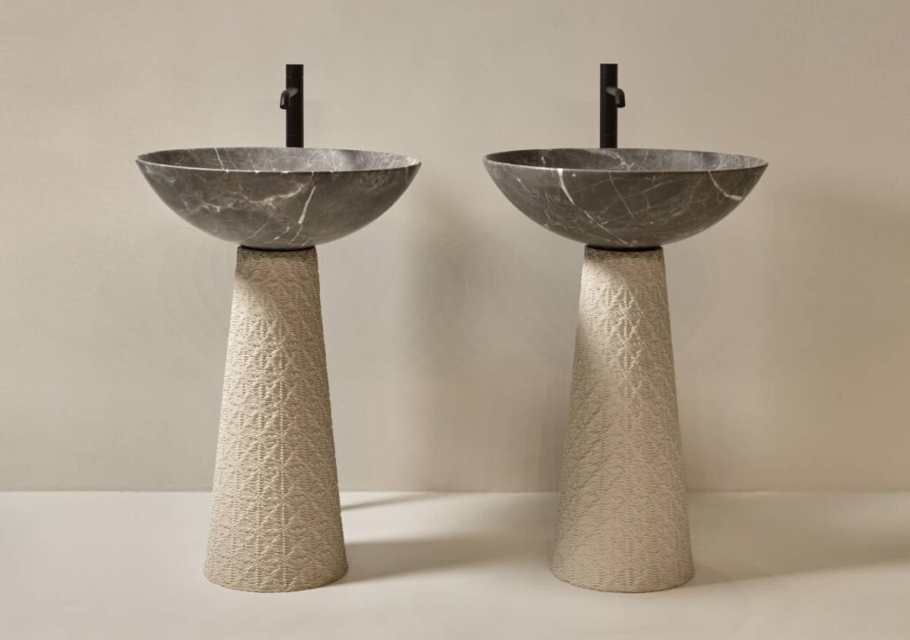 Lavabo in pietra e gres 3D: Tramediterra unisce materia naturale e stampa additiva