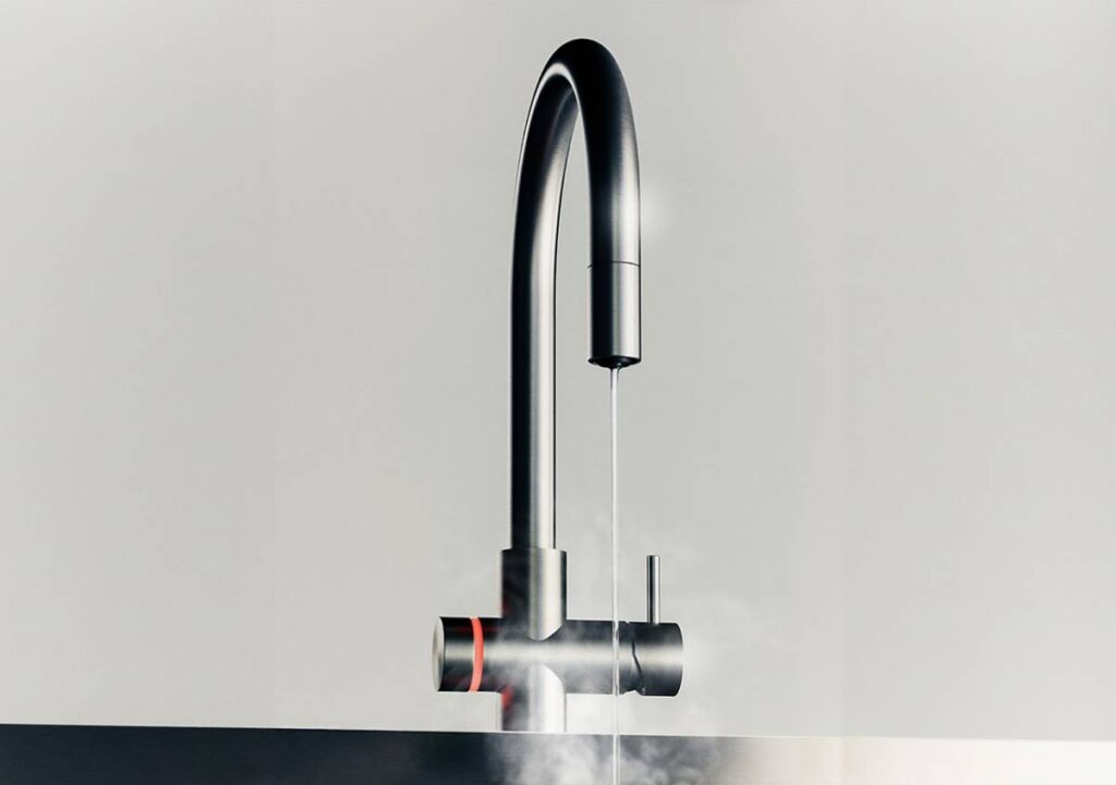 Miscelatore da cucina Idealaqua+ di QuadroDesign: sei funzioni in un solo rubinetto